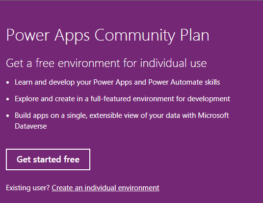 powerApps Community plan sign up