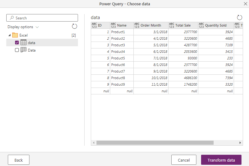 Power Apps Dataflow choose data