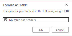include table header