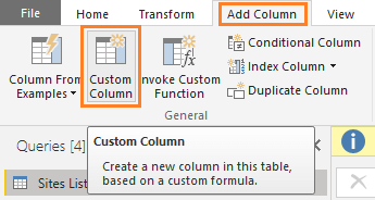 Add new Custom column in Power Query in Power BI