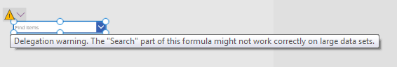 powerapps delegation warning