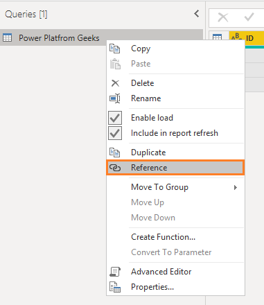 Reference table in Power BI