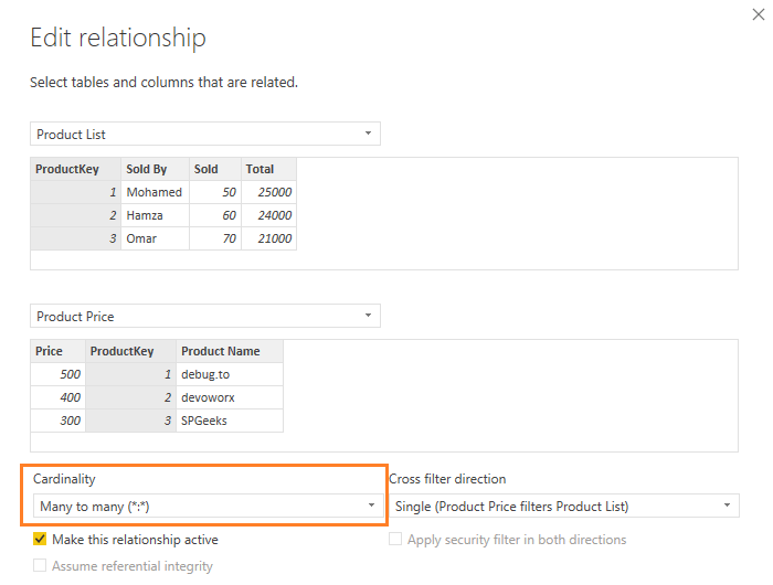 use related function with many to many relationship in Power BI