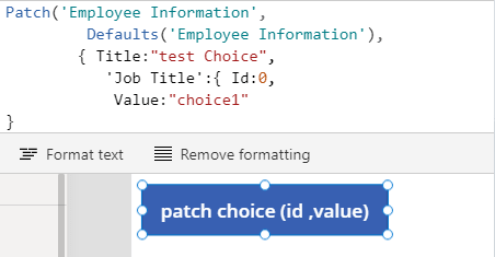 PowerApps patch function choice field