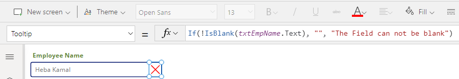 Required field validation in PowerApps
