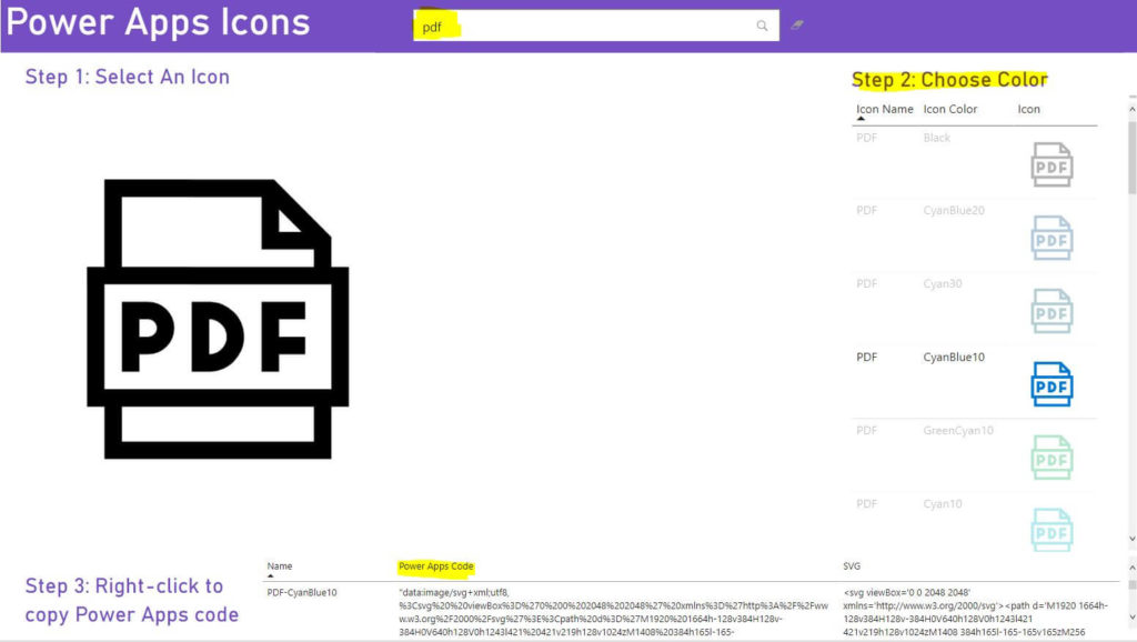 powerapps document viewer icons