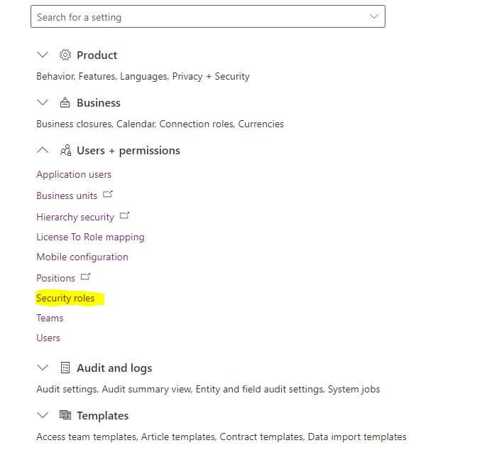 PowerApps Environment Security Roles