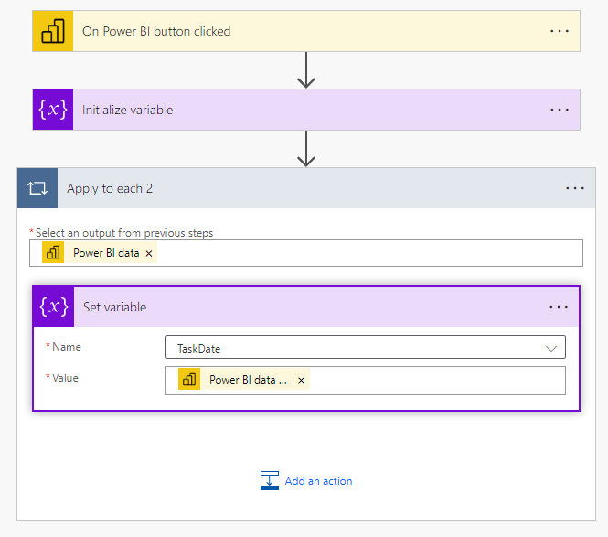 set variable in Power Automate