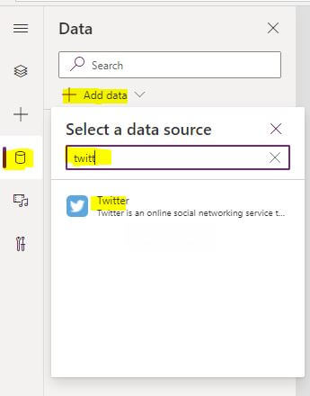PowerApps Twitter Connector