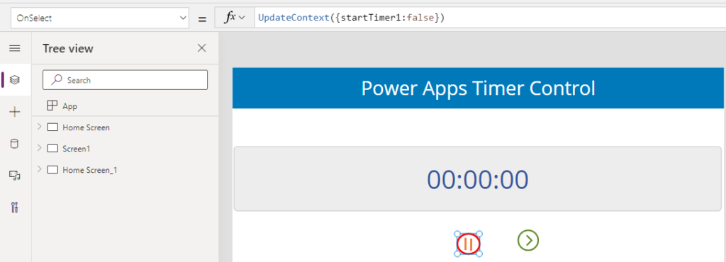 PowerApps stop timer on button click