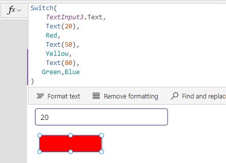 switch function in powerapps
