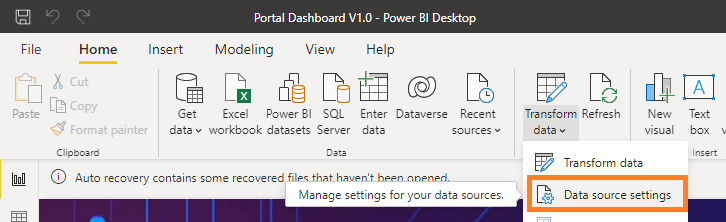 manage data sources in Power BI