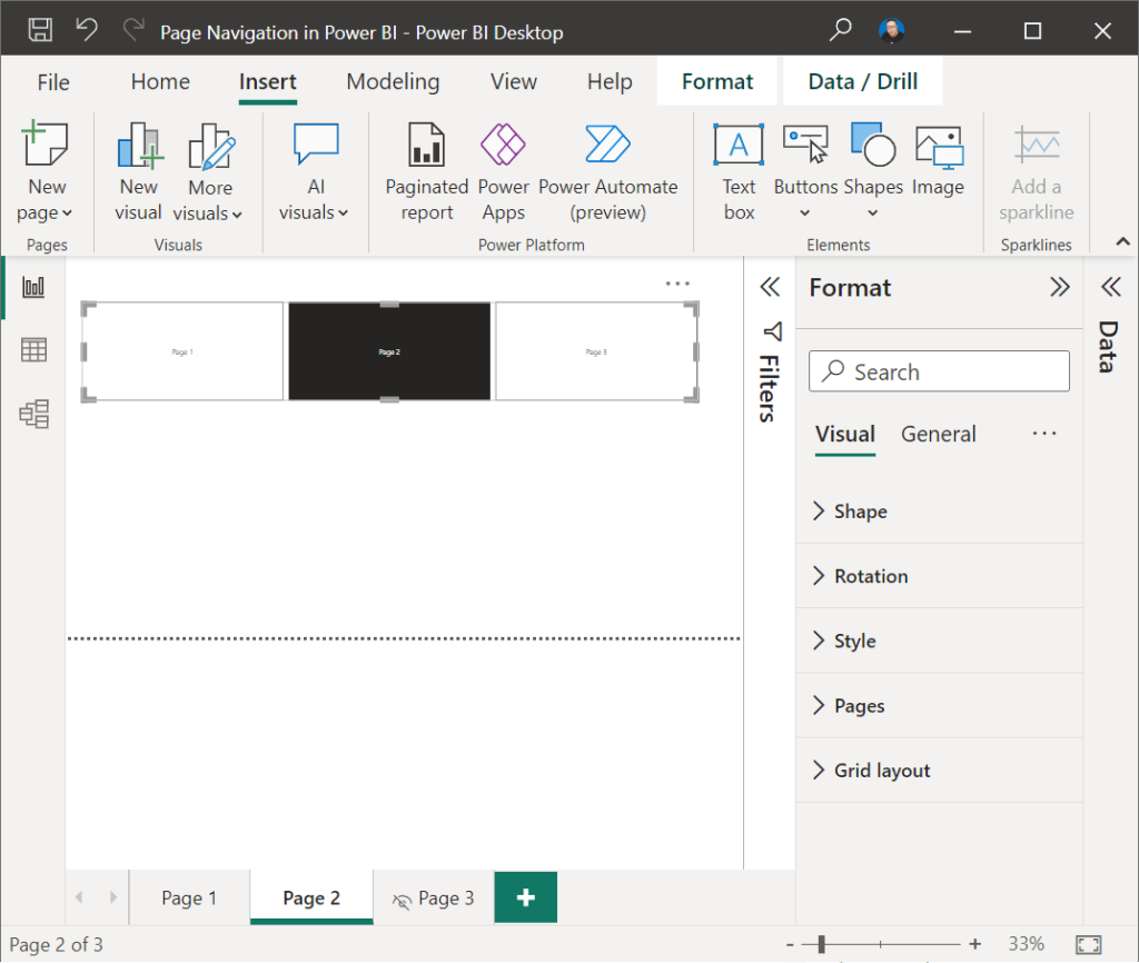 Add Page Navigator in Power BI