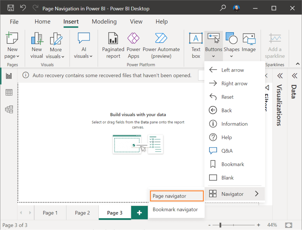 Create Page Navigator in Power BI