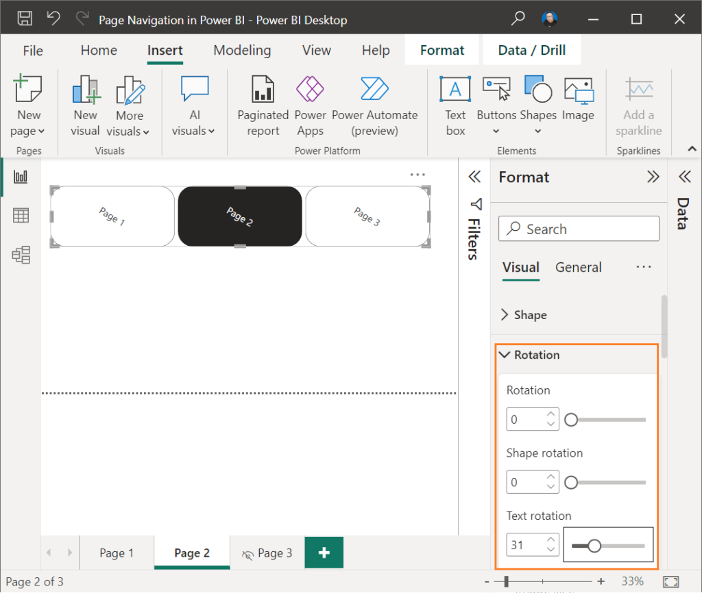 Page Navigator Rotation Settings in Power BI