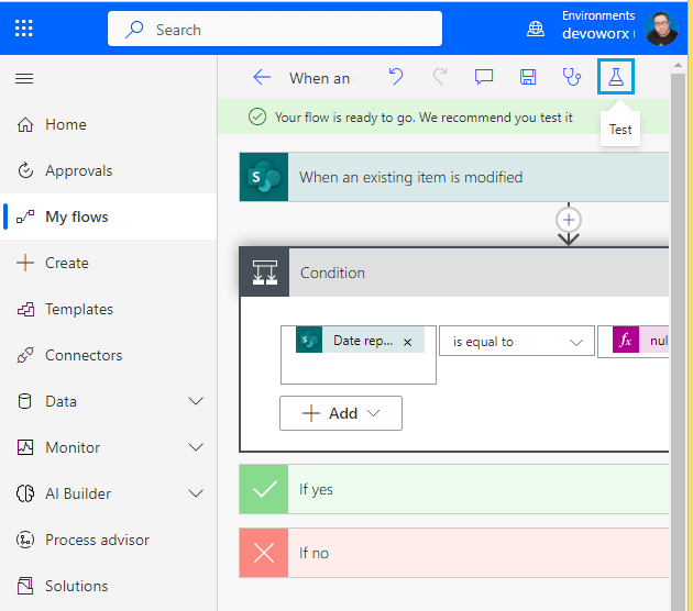 Test your flow in Power Automate