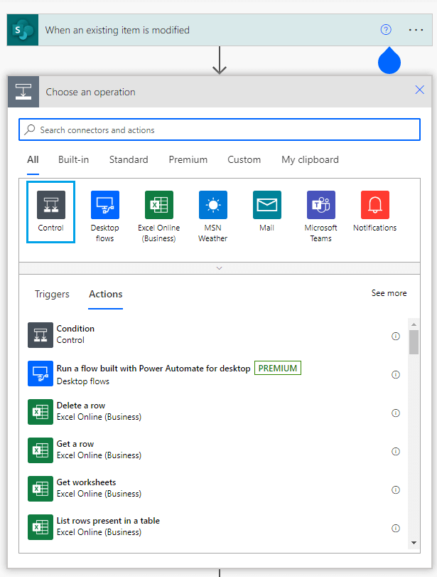 add condition control in Power Auotmate