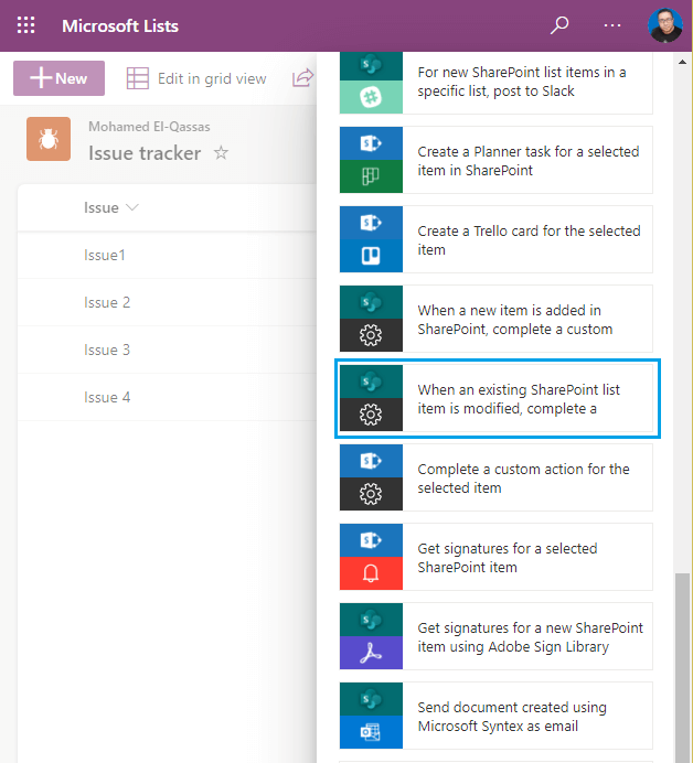create a flow on item updated sharepoint