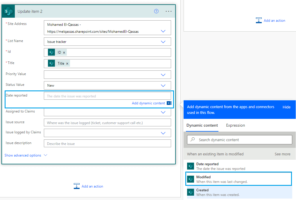 update date field in Power Automate