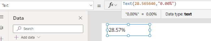 powerapps format number as percentage