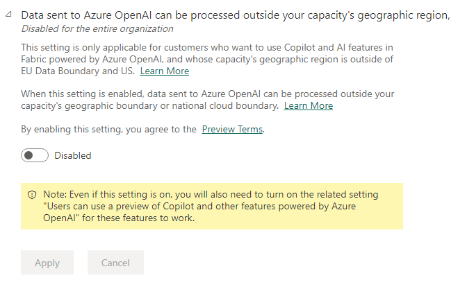 Data sent to Azure OpenAI can be processed outside your Organization