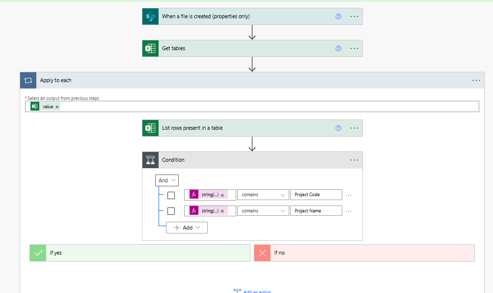 Power Automate how to check tables