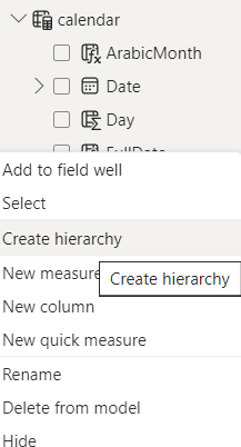 power bi create date hierarchy manually